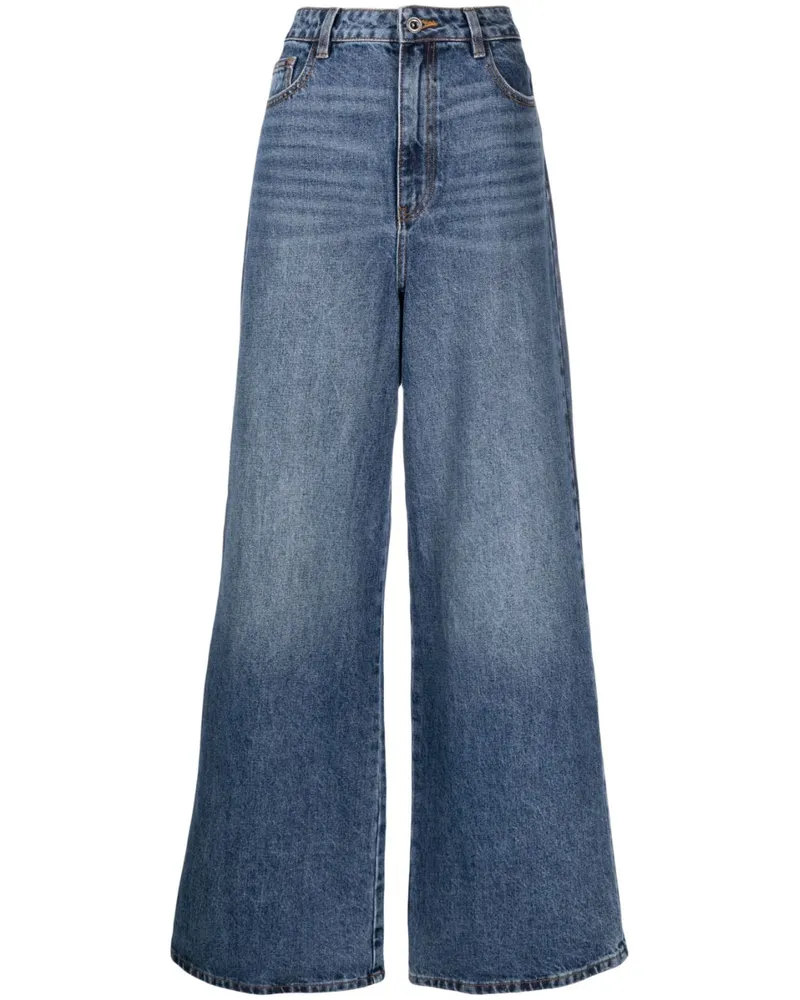 Self-Portrait Jeans mit weitem Bein - Blau Blau