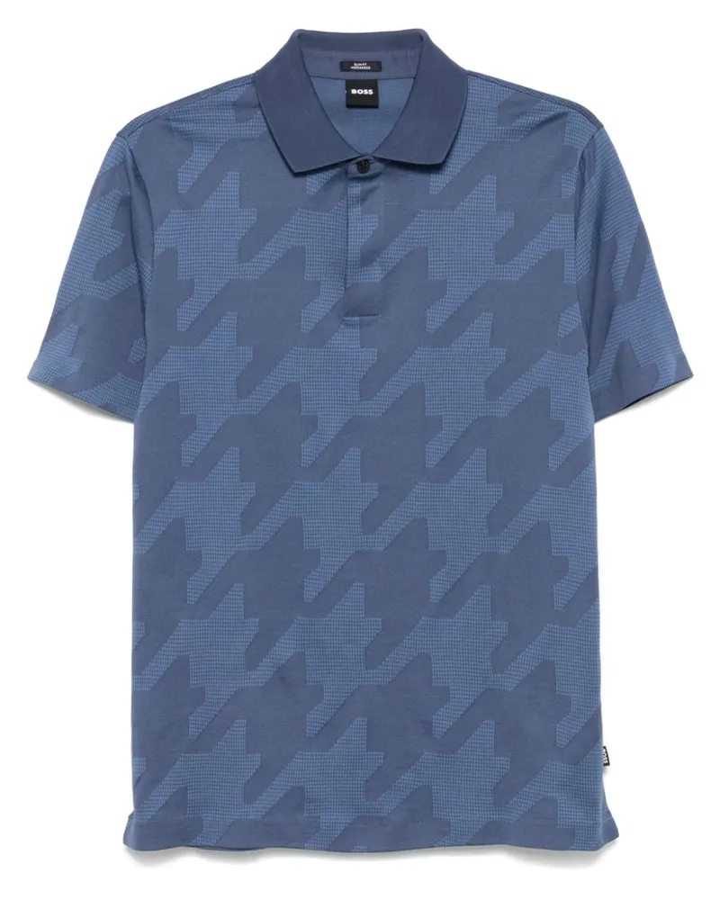 HUGO BOSS Poloshirt mit Hahnentrittmuster - Blau Blau