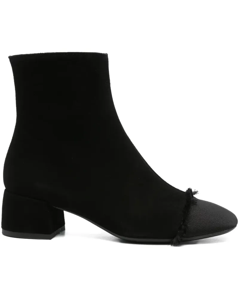 FESTA Milano Ausgefranste Stiefeletten mit Blockabsatz 40mm - Schwarz Schwarz