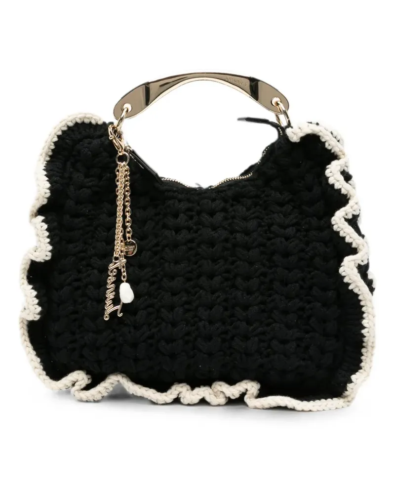 Twin-Set crochet ruffled-trim tote bag - Schwarz Schwarz