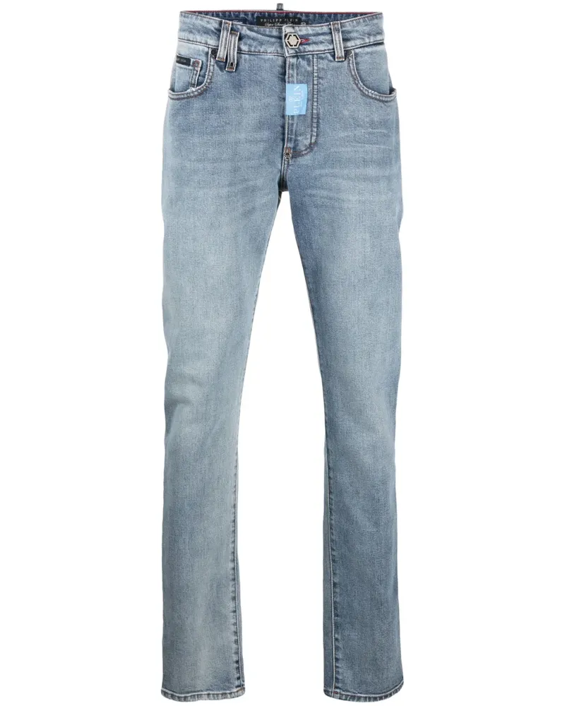 Philipp Plein Gerade Jeans mit Logo-Schild - Blau Blau
