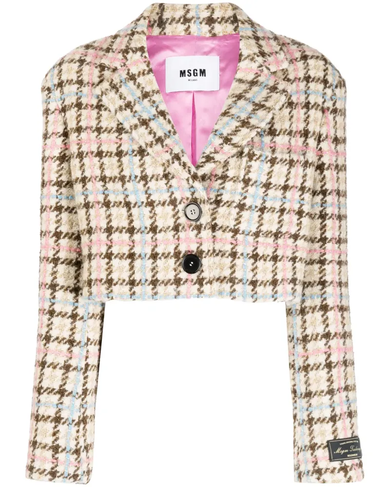 MSGM Cropped-Jacke aus Tweed - Braun Braun