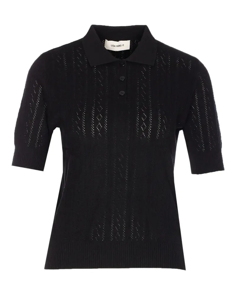 Lisa Yang button collar polo top - Schwarz Schwarz