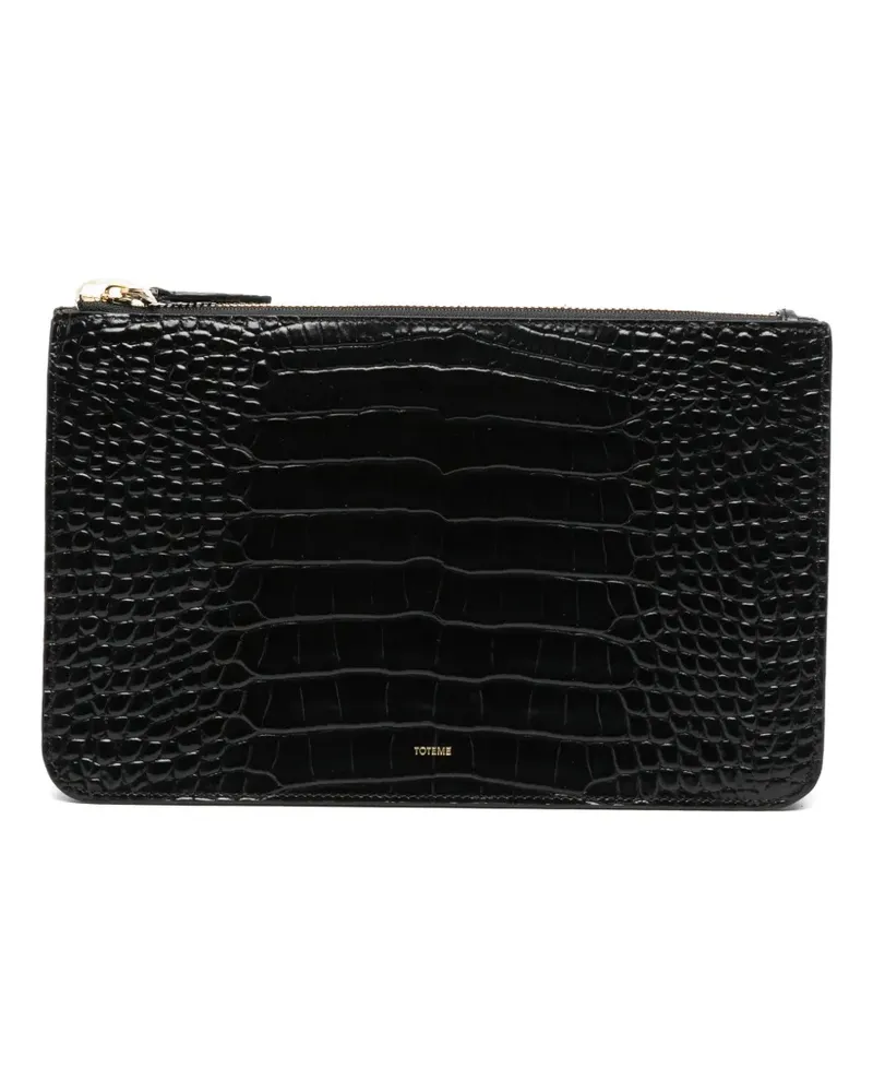 Totême crocodile-embossed threefold clutch bag - Schwarz Schwarz