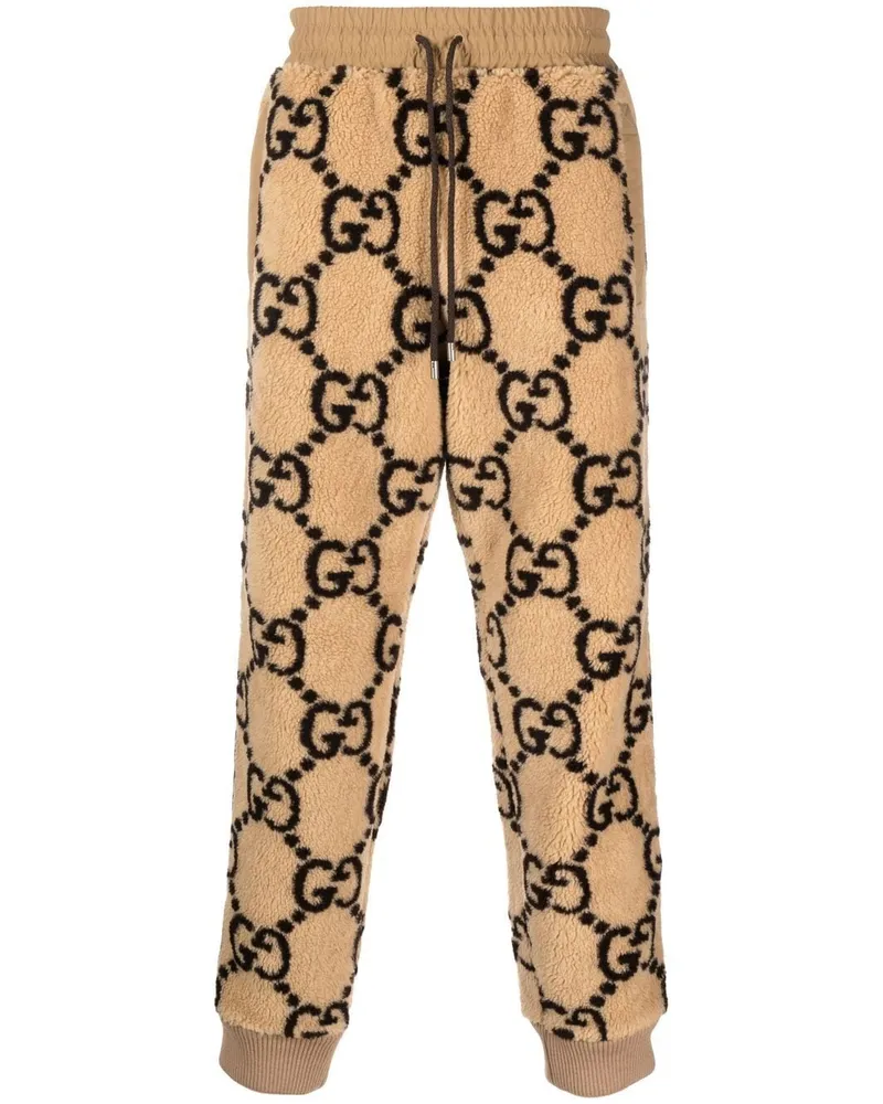 Gucci Jogginghose aus Faux Fur mit GG - Nude Nude