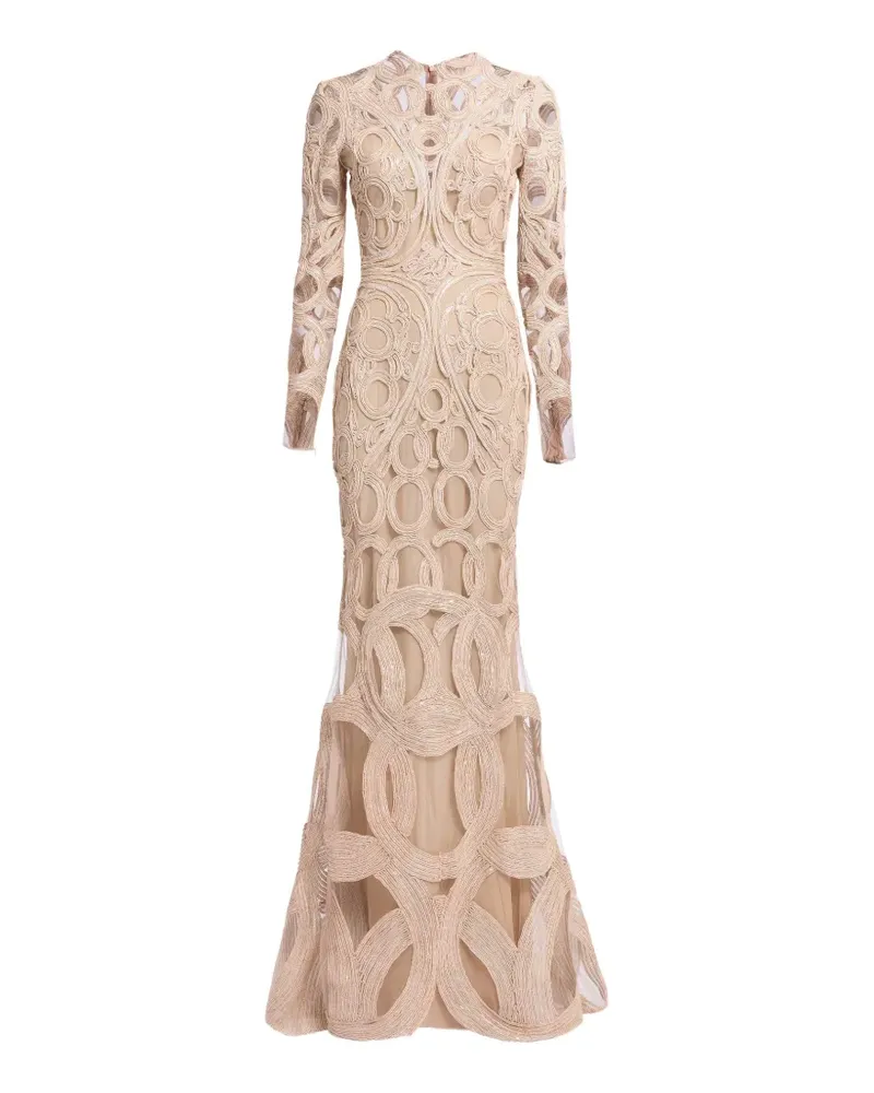 Elie Saab Maxikleid mit Pailletten - Nude Nude