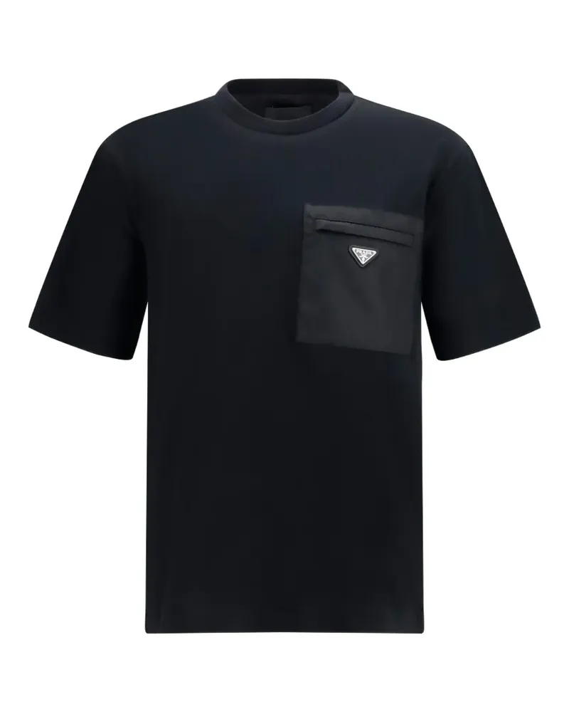 Prada T-Shirt mit Logo-Applikation - Schwarz Schwarz
