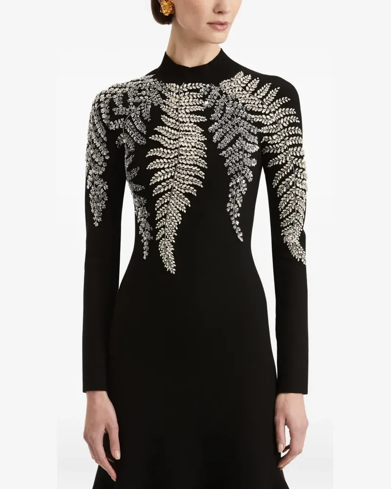 Oscar de la Renta Ausgestelltes Midikleid mit Farndetail - Schwarz Schwarz