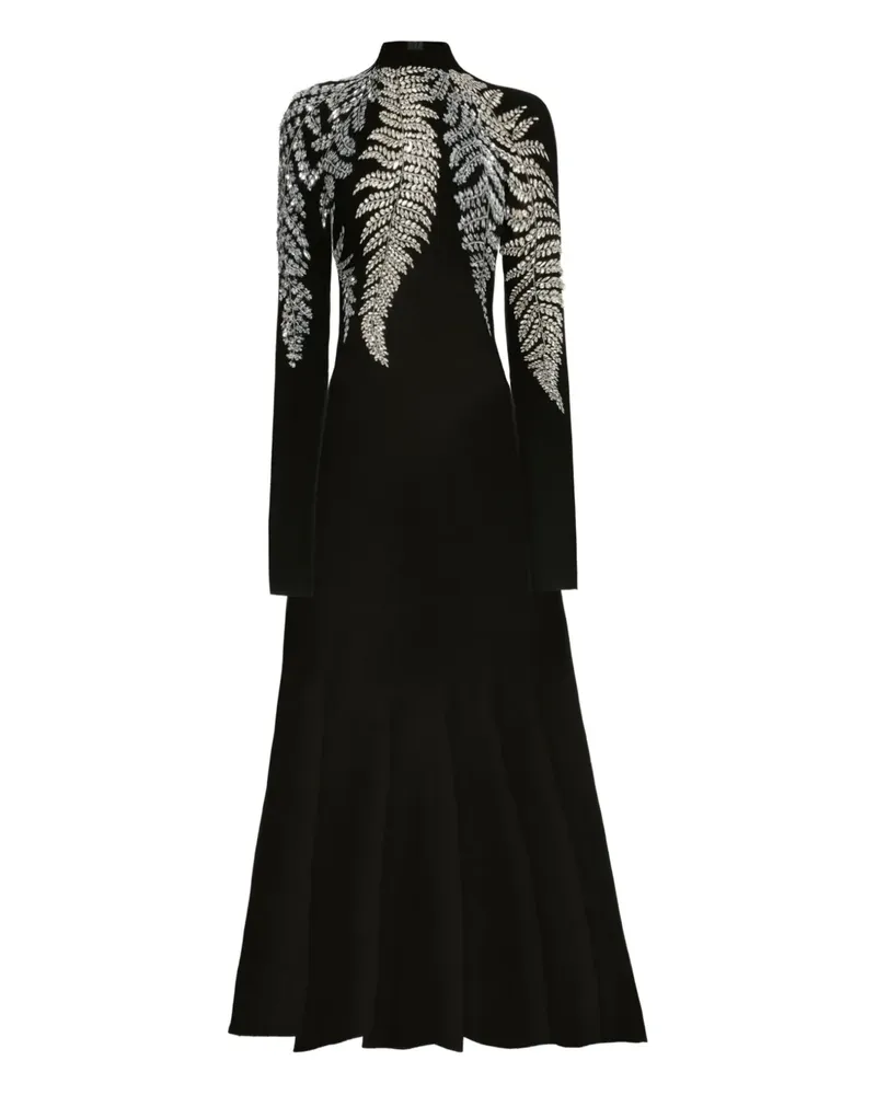 Oscar de la Renta Ausgestelltes Midikleid mit Farndetail - Schwarz Schwarz