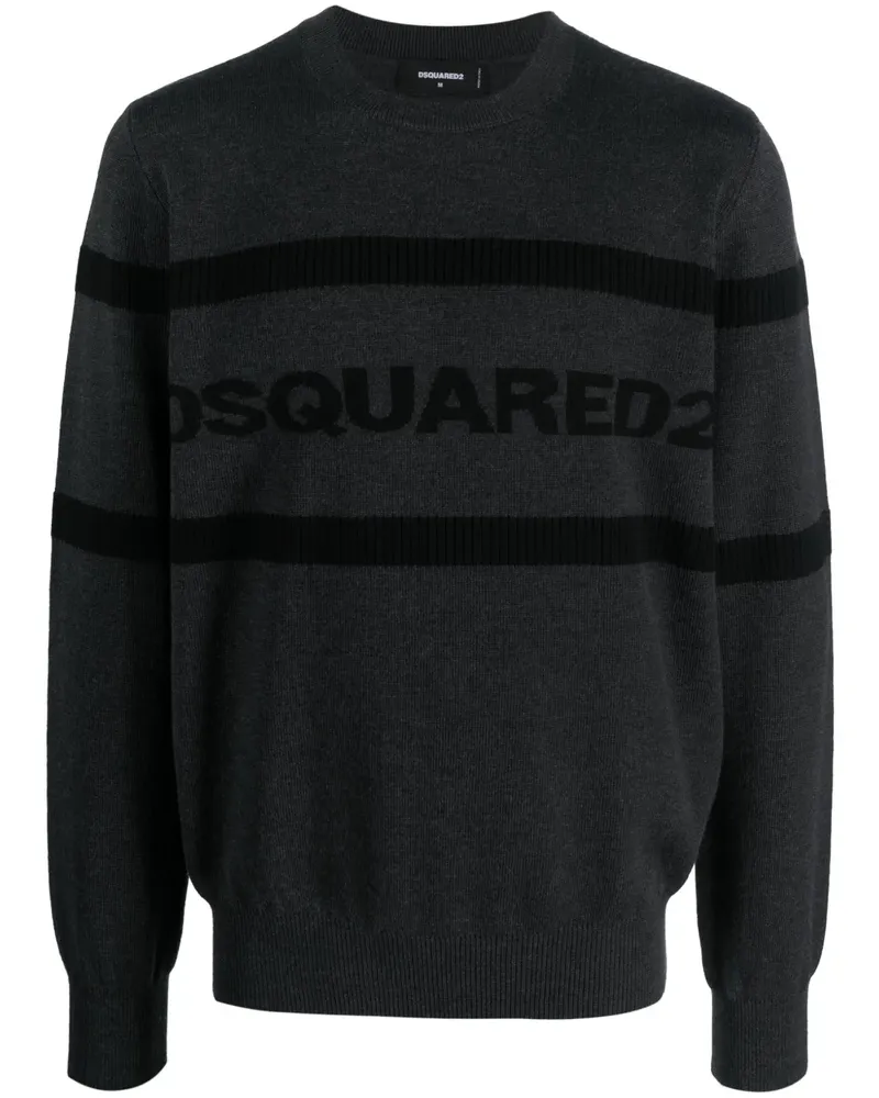 Dsquared2 Pullover mit Intarsien-Logo - Grau Grau