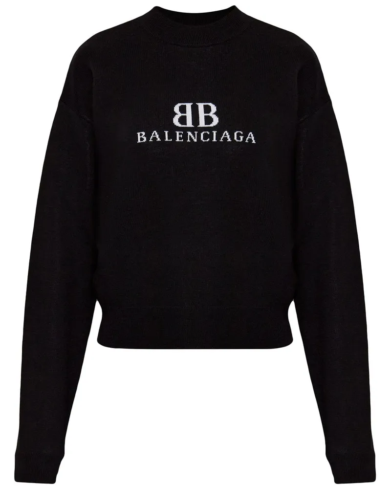 Balenciaga Pullover mit Logo-Intarsie - Schwarz Schwarz