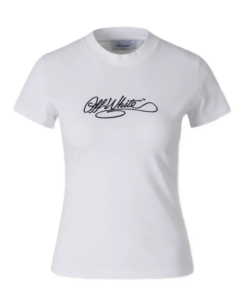 OFF-WHITE logo-embroidered cotton T-shirt - Weiß Weiß