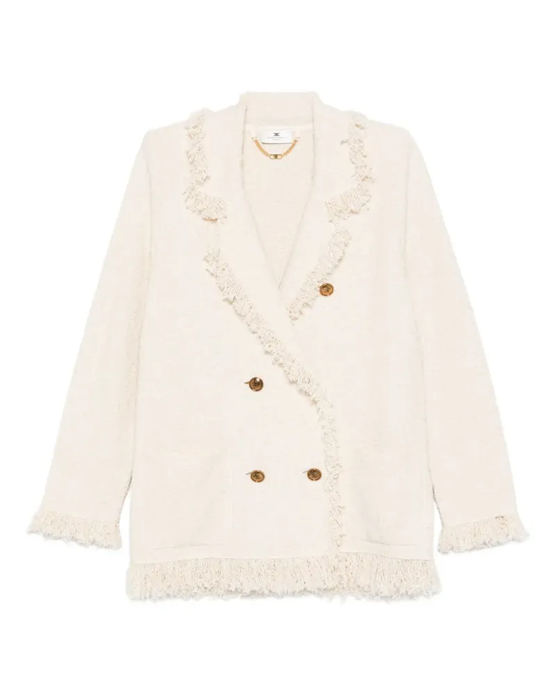 Elisabetta Franchi Doppelreihiger Blazer mit Fransen - Nude Nude