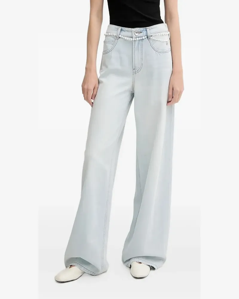 Miss Sixty Weite Jeans mit Kunstperlen - Blau Blau