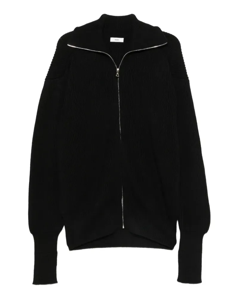 Rier Gerippter Cardigan mit Reißverschluss - Schwarz Schwarz