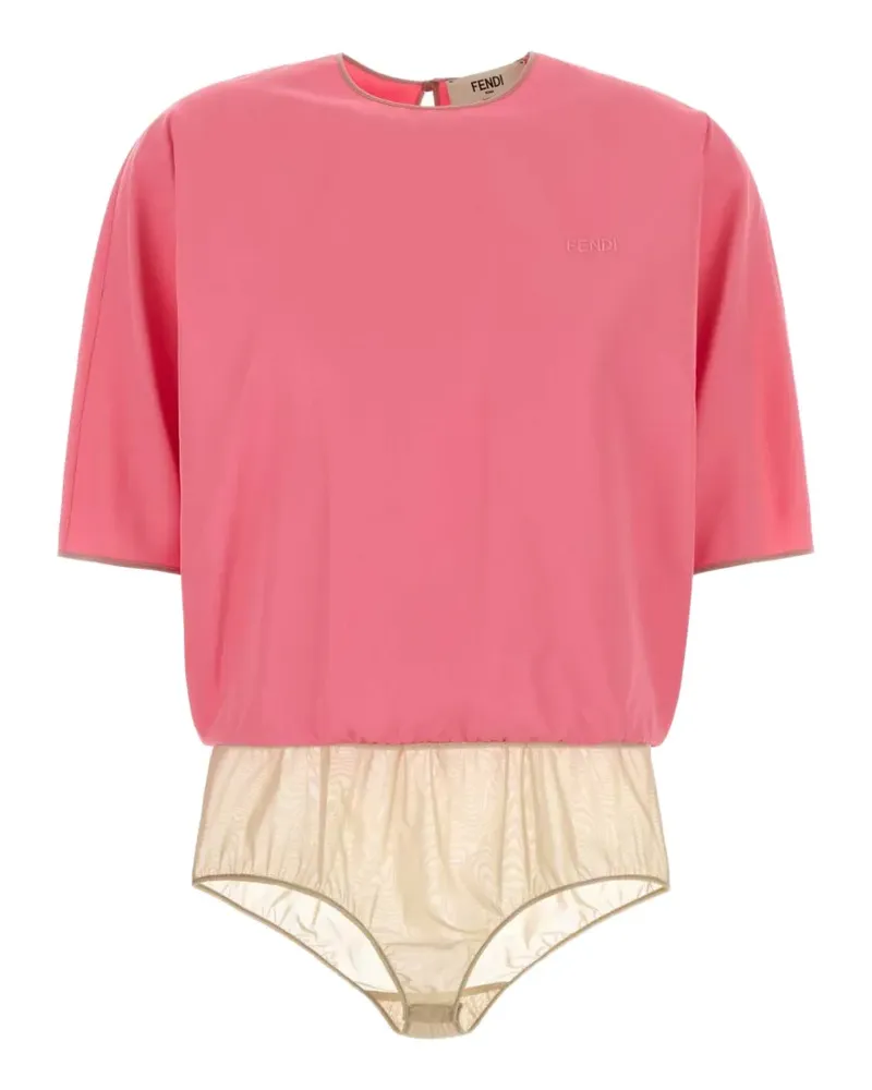 Fendi logo-embroidered short-sleeve bodysuit - Rosa Rosa