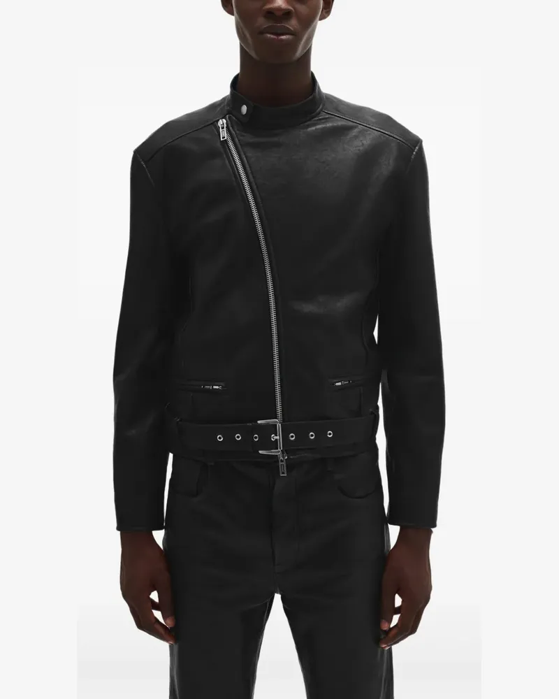 Ann Demeulemeester Klassische Lederjacke - Schwarz Schwarz