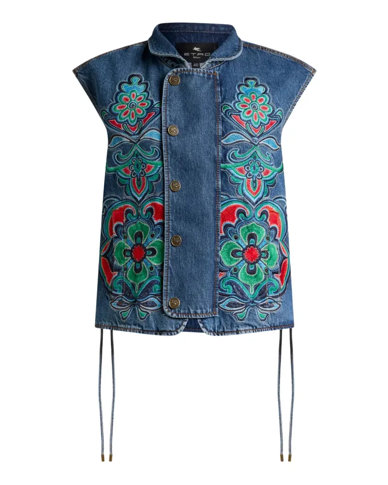 Etro Weste mit Blumenmotiv - Blau Blau