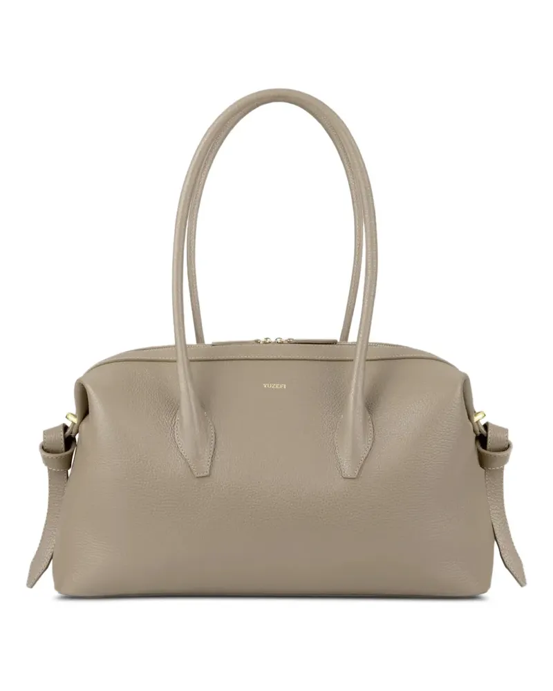 YUZEFI Brioche Schultertasche aus gekörntem Leder - Nude Nude