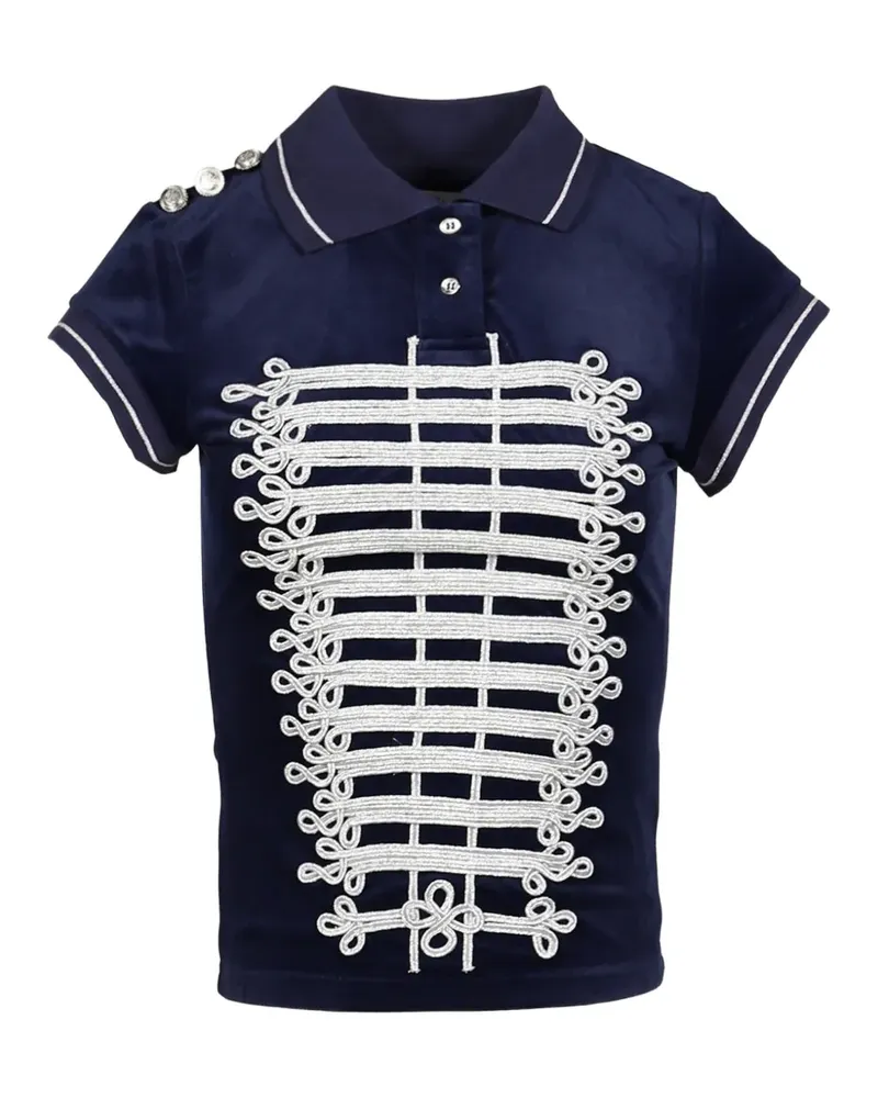 Praying Napoleon-style button-embellished top - Blau Blau