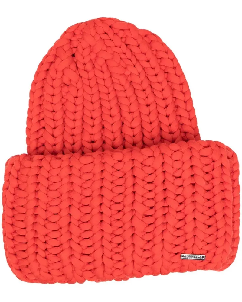 Dsquared2 Grob gestrickte Mütze - Rot Rot