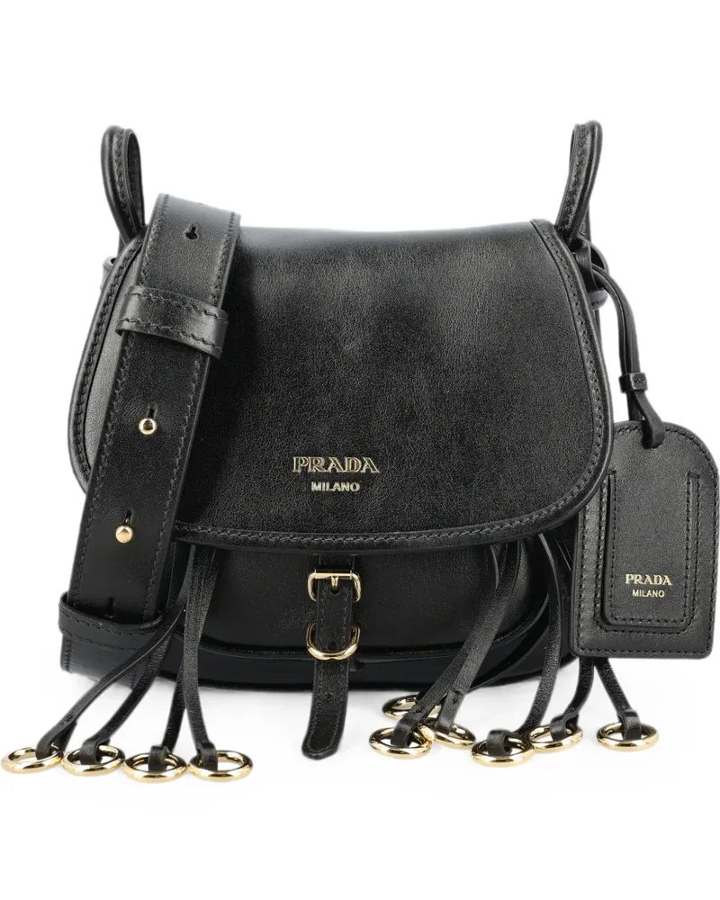Prada fringe-detail leather shoulder bag - Schwarz Schwarz