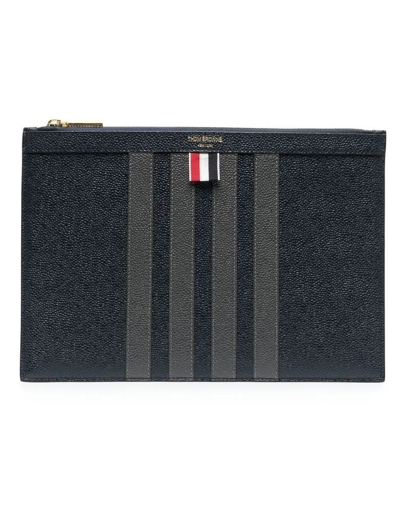 Thom Browne Kleine Dokumentenmappe mit 4-Bar-Streifen Blau