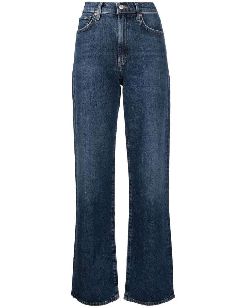 AGOLDE Halbhohe Straight-Leg-Jeans Blau