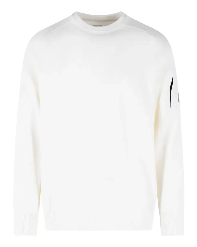 C.P. Company Gerippter Pullover mit Linsen-Detail - Weiß Weiß