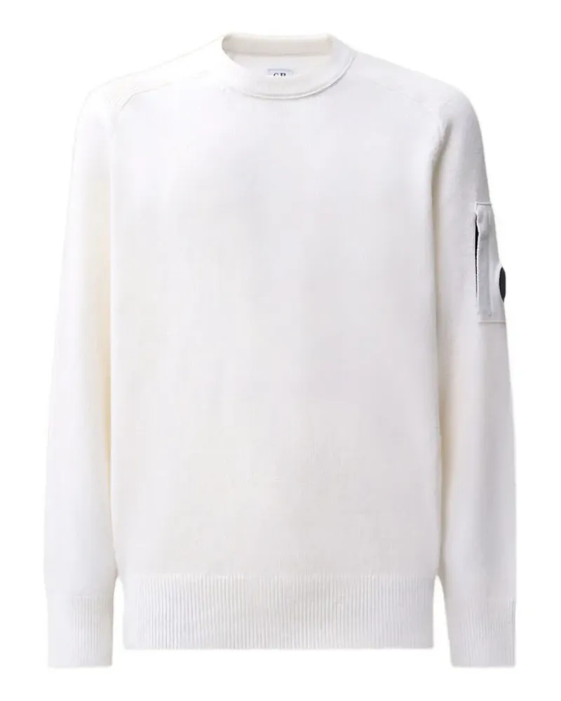 C.P. Company Gerippter Pullover mit Linsen-Detail - Weiß Weiß