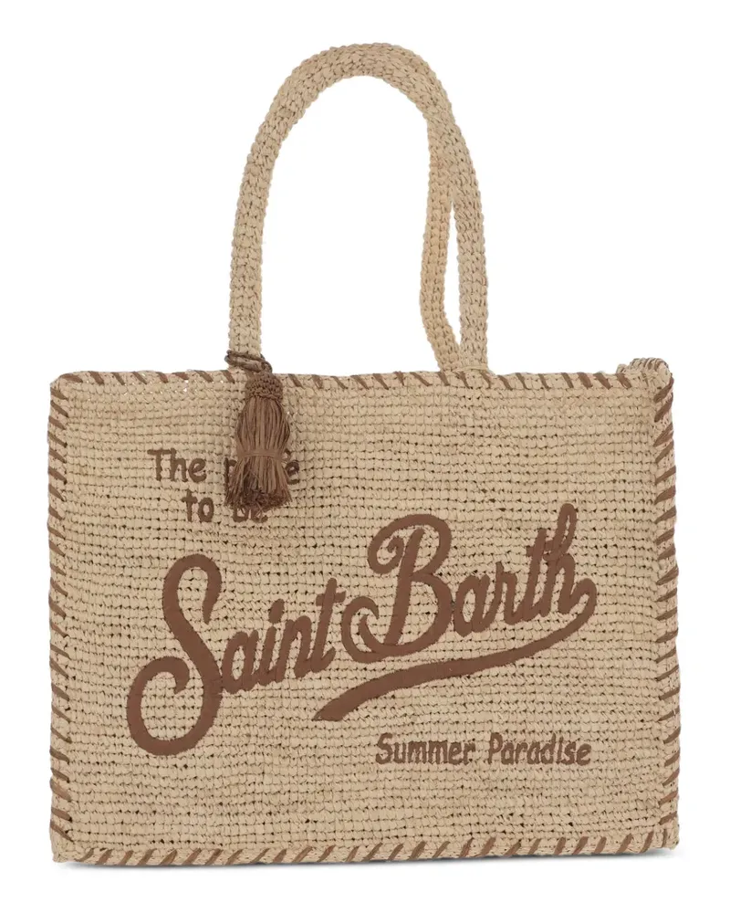 MC2 Saint Barth logo-tassel raffia shoulder bag - Nude Nude