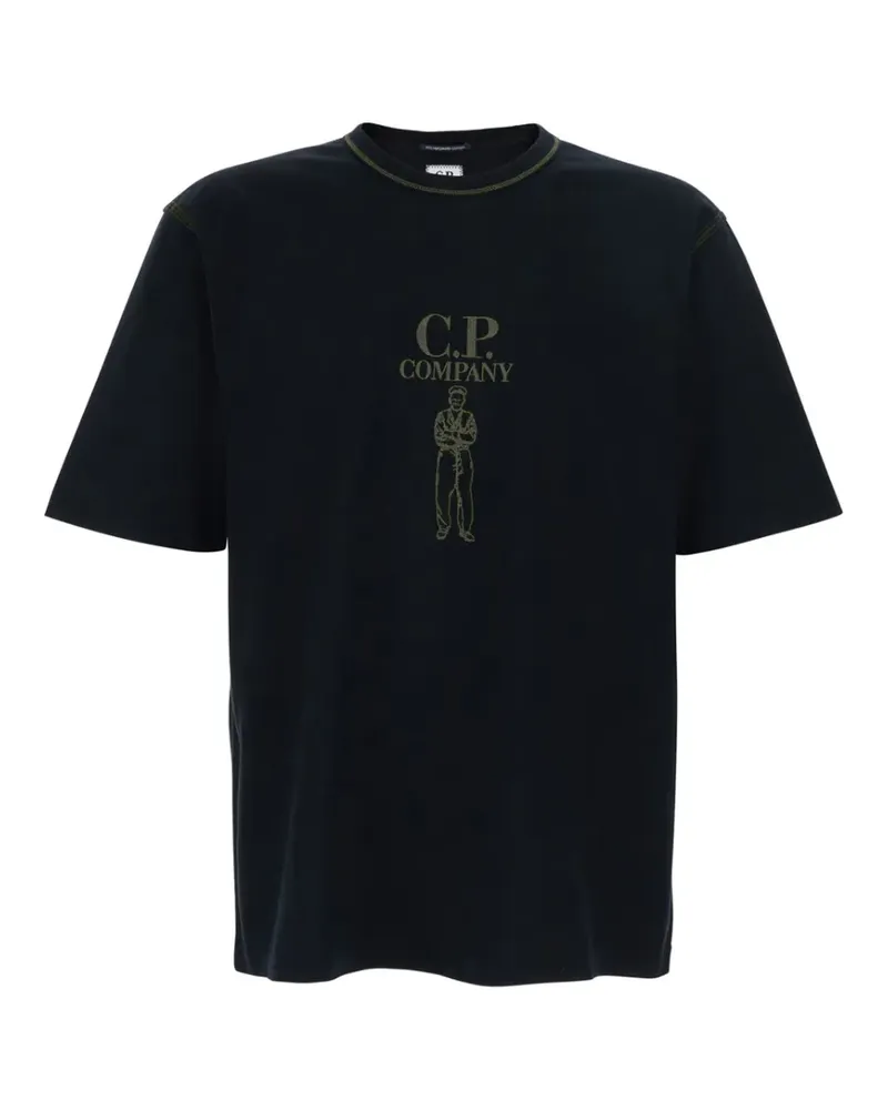 C.P. Company T-Shirt mit Logo-Stickerei - Schwarz Schwarz