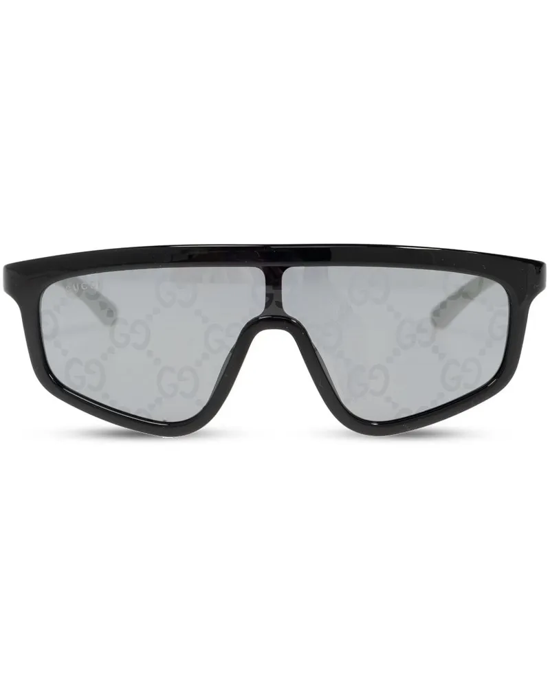 Gucci Sonnenbrille mit Maskengestell Schwarz