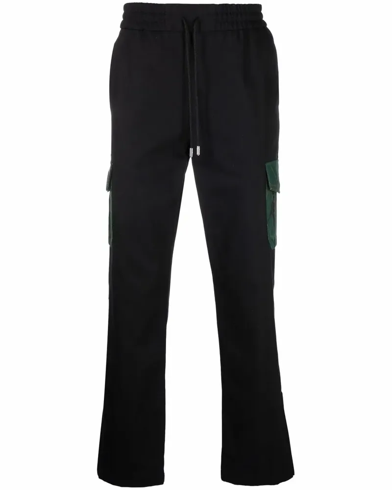 JUST DON Cargohose mit Blumen-Print - Schwarz Schwarz