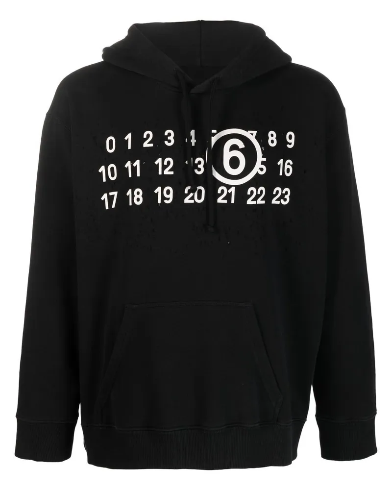 Maison Margiela Hoodie mit Logo-Print Schwarz