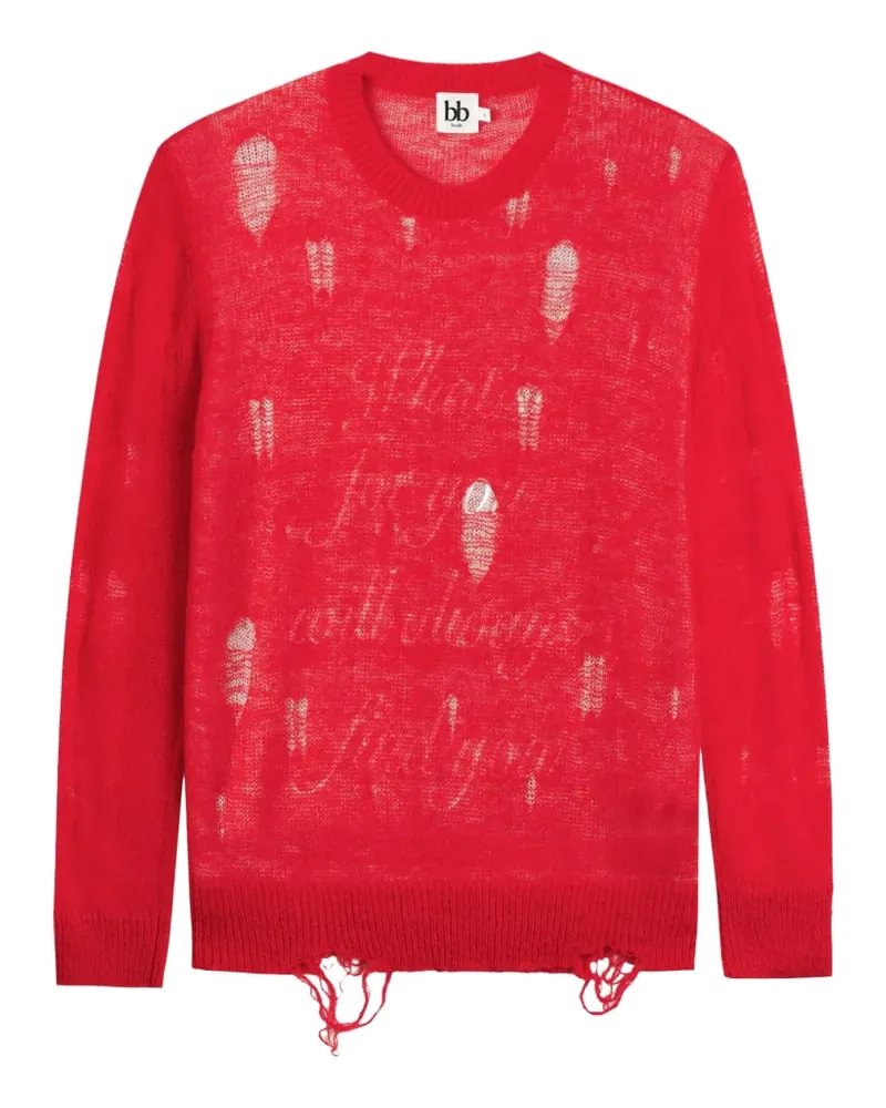 b+ab Semi-transparenter Pullover im Distressed-Look - Rot Rot