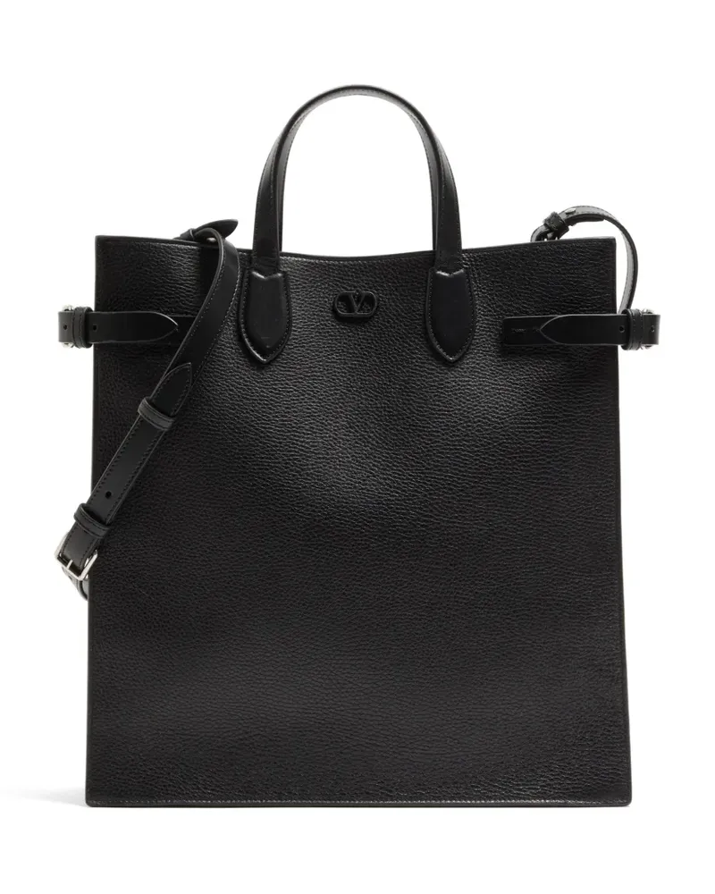 Valentino Garavani Antibes mittelgroße Shopping Bag aus genarbtem Leder - Schwarz Schwarz