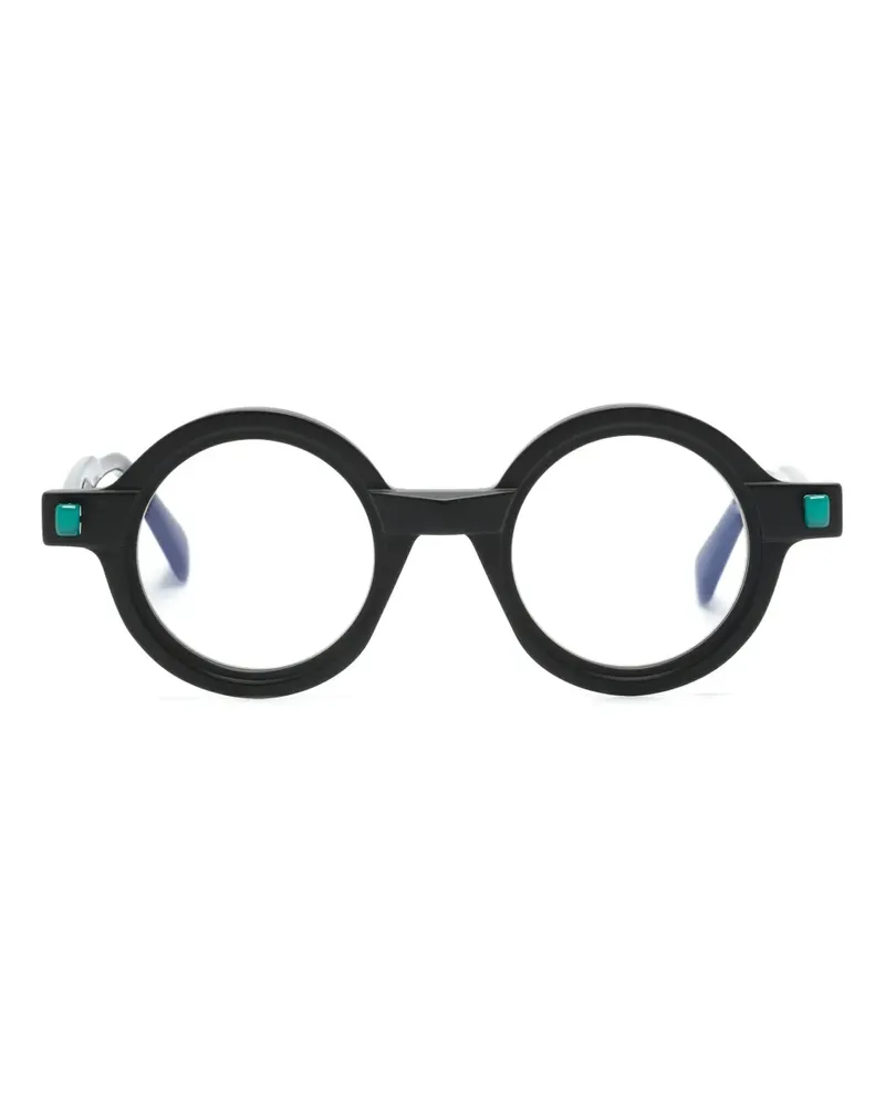 KUBORAUM Q7 Brille mit rundem Gestell - Schwarz Schwarz