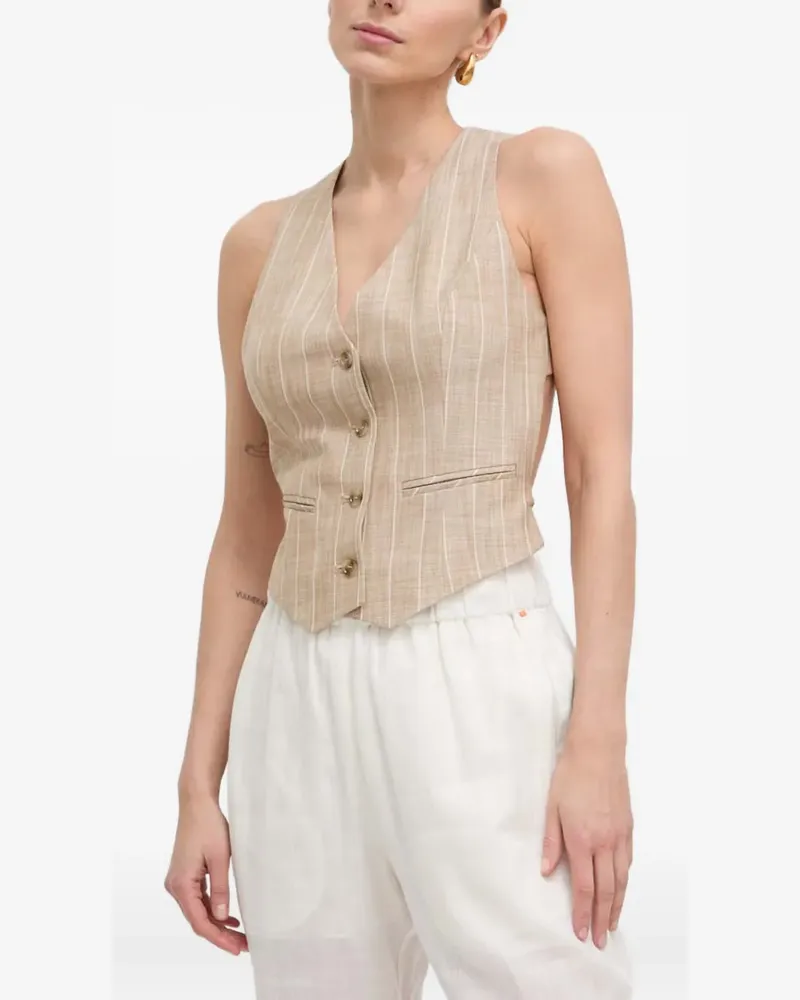 HUGO BOSS pinstripe sleeveless vest - Nude Nude