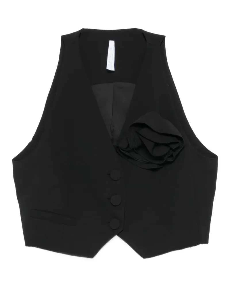 IMPERIAL floral-appliqué cropped top - Schwarz Schwarz
