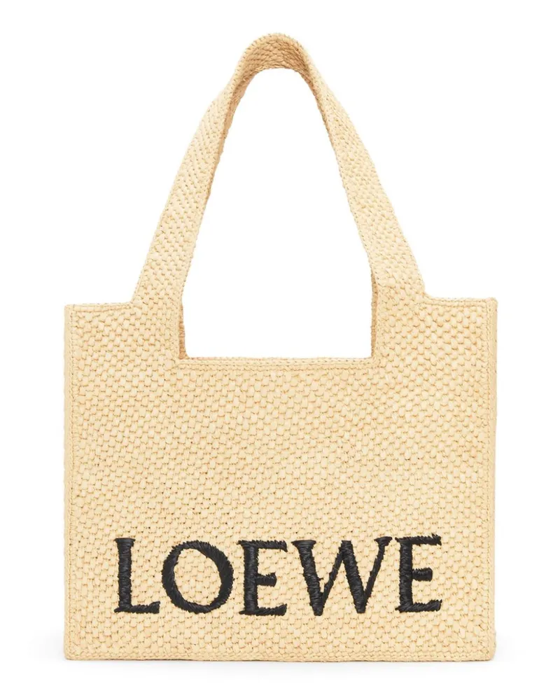 Loewe Medium  Font Tote in raffia - Nude Nude