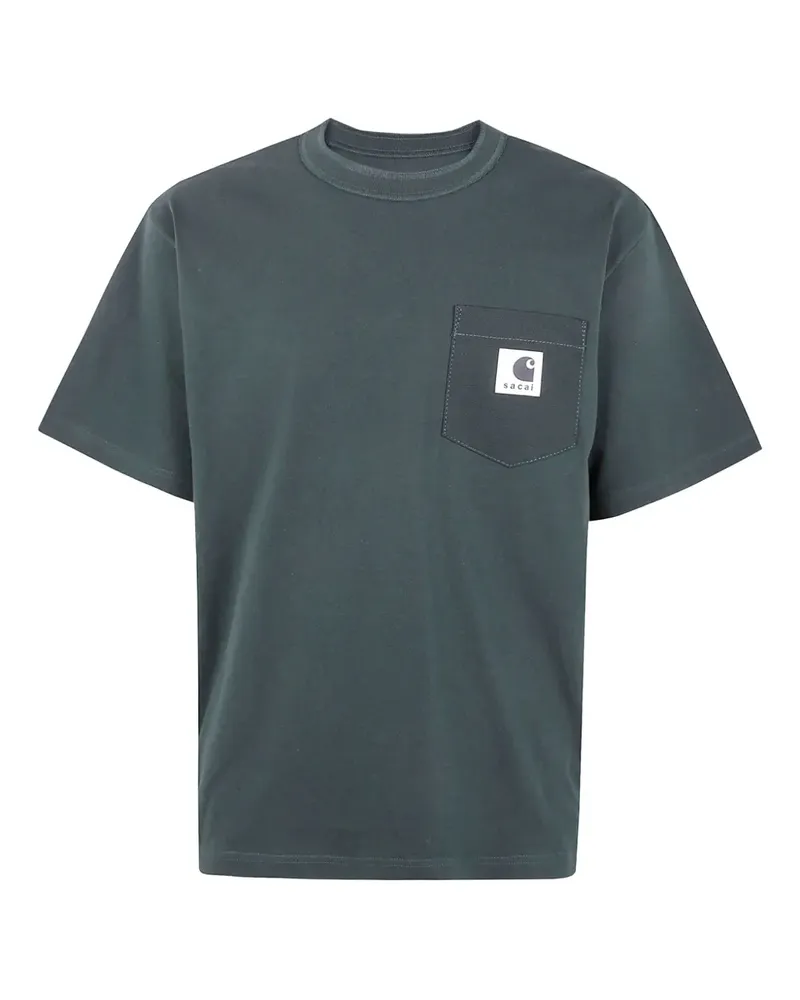 Sacai T-Shirt mit Tasche - Grau Grau