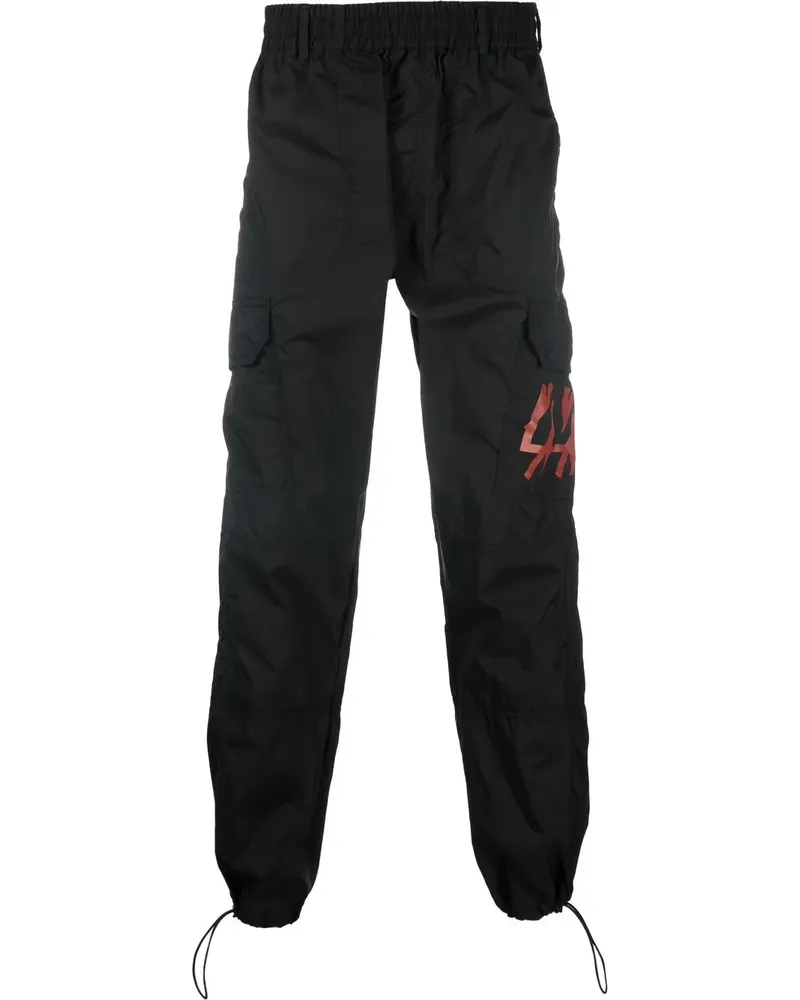 44 LABEL GROUP Jogginghose mit Logo-Print - Schwarz Schwarz