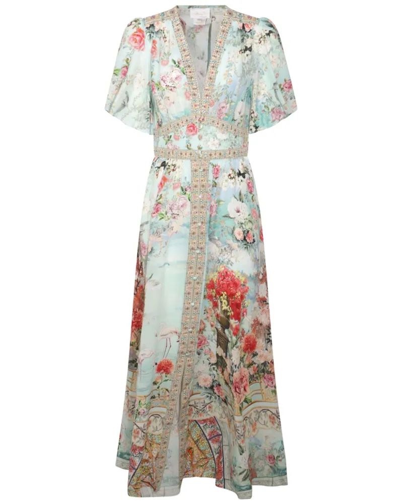 Camilla Kleid mit Blumenmuster - Blau Blau