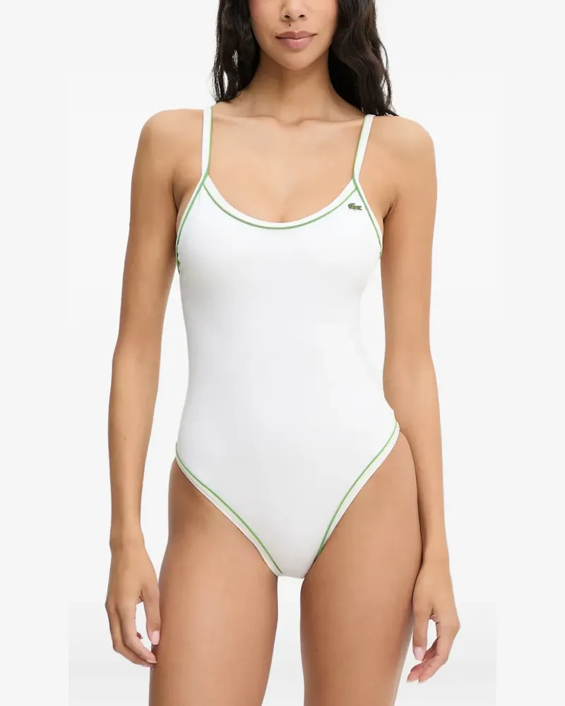 Lacoste one piece trim accent swimsuit - Weiß Weiß