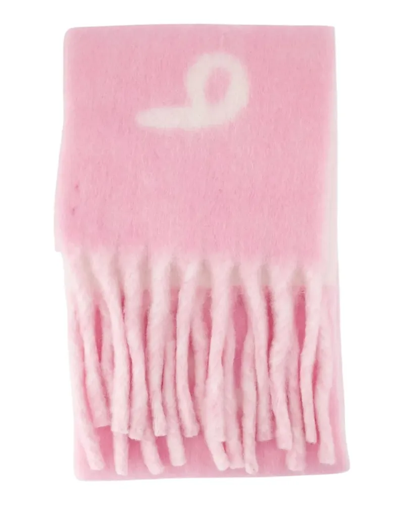 Burberry logo-intarsia fringed scarf - Rosa Rosa