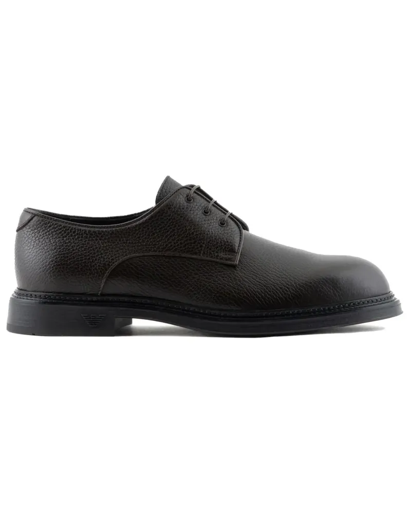Emporio Armani Derby-Schuhe aus strukturiertem Leder - Schwarz Schwarz
