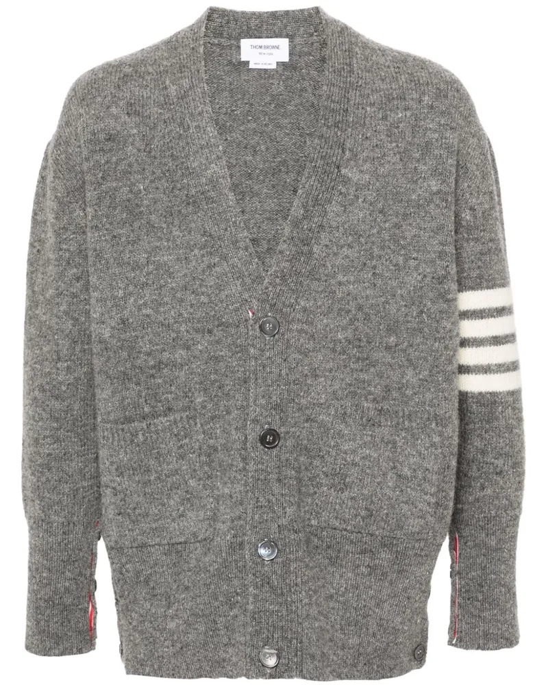 Thom Browne Melierter Cardigan mit Logo-Streifen - Grau Grau