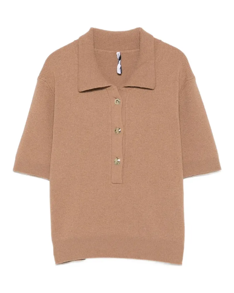 Liviana Conti short-sleeve knitted polo top - Braun Braun