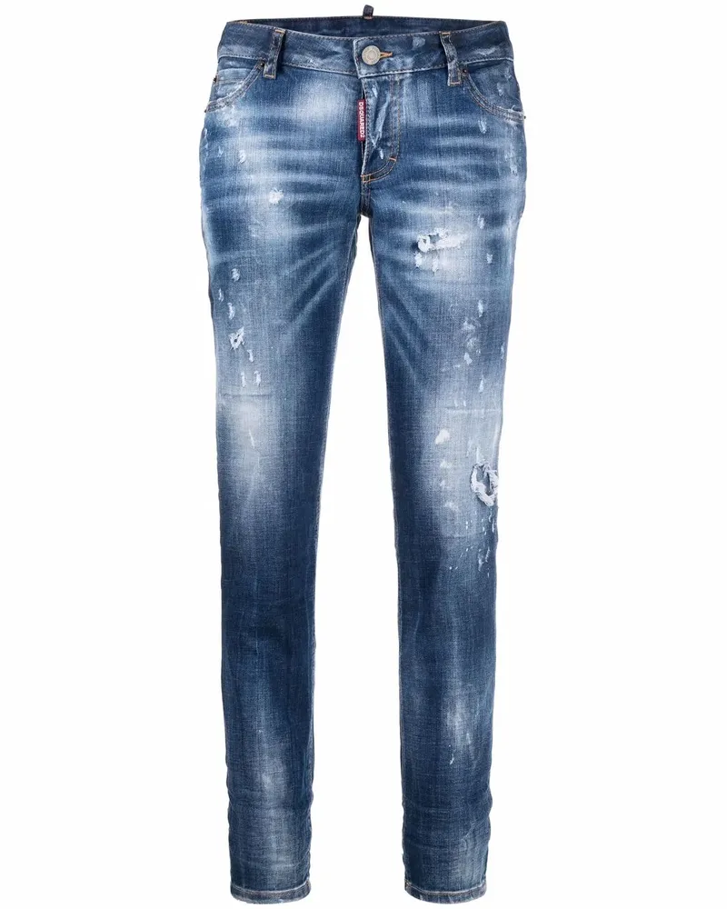 Dsquared2 Schmale Distressed-Jeans - Blau Blau
